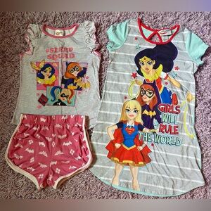 3 piece Girls' Superhero Pajama bundle